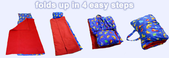 Kinder nap mats fold up in 4 easy steps