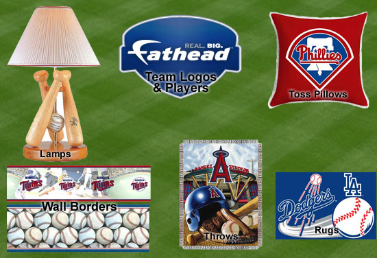 Baseball Lamps, MLB Fatheads, Toss Pillows, Wall Borders, Throws, Rugs