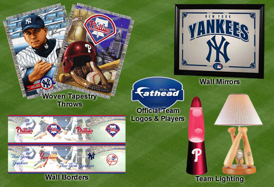 Baseball Lamps, MLB Fatheads, Toss Pillows, Wall Borders, Throws, Rugs