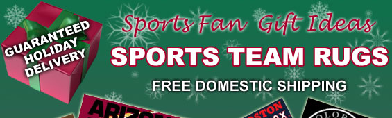 Sports Fan Gift Ideas, Sports Team Rugs, Free Domestic Shipping, Guaranteed Holiday Delivery