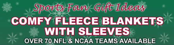 Sports Fan Gift Ideas, Comfy Fleece Blankets With Sleeves, Over 70 NFL & NCAA Teams Available