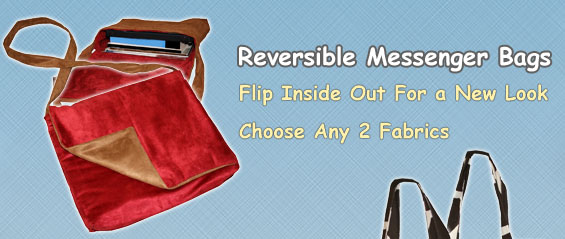 Reversible Messenger Bags Flip Inside Out For a New Look Choose Any 2 Fabrics