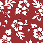 Red Hibiscus Bed Skirt - Queen Size