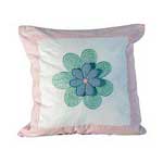 14" Blue Flower on Green Throw Pillow