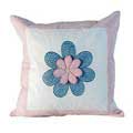 14" Pink Flower on Blue Throw Pillow